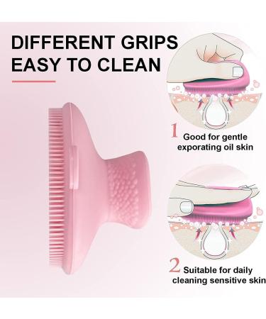 Mini Silicon Face Scrubber & Peeling Brush - Soft Manual Facial Cleaner for All Skin Types (Pink/Blue) - Buy Online on GoSupps.com