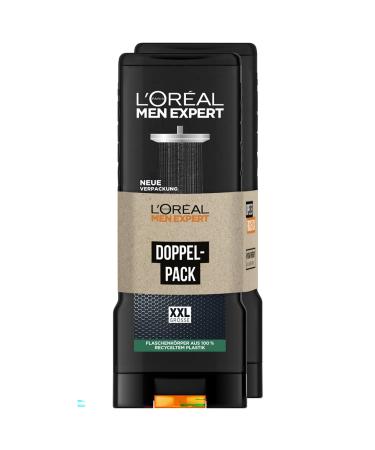 L'Or al Paris Men Expert 5in1 XXL shower gel for men for cleaning body hair and face carbon clean 2 x 400 ml carbon clean 400 ml (2 Pack)