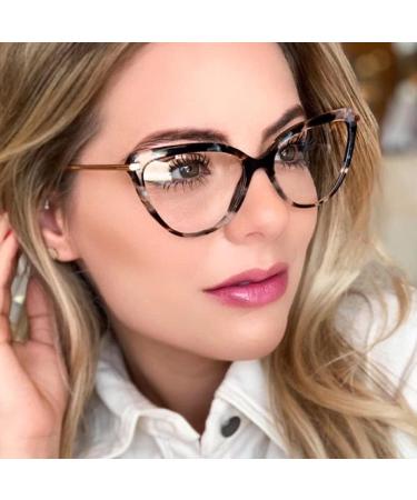 Buli Cat Eye Reading Glasses for Women - Clear Oversized Prescription Glasses (+2.00) with Spring Hinge - Stylish Schildpatt Reading Aids - Buy Online on GoSupps.com