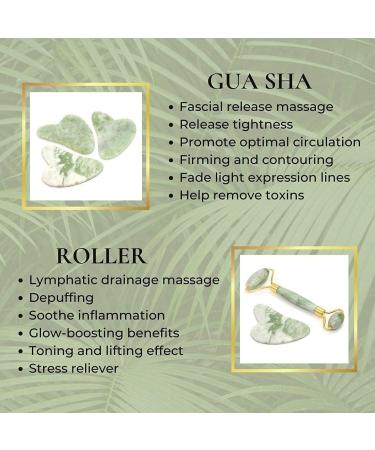 Rose Quartz Jade Roller and Gua Sha Kit | 100% Natural | Face Massage Tools Set | Authenticity Certificate | Gift Set for Eyes, Neck, Back, and Legs | Lifting and Scraping | Includes Bag - Buy Online on GoSupps.com