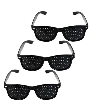 Ownkim Raster glasses Pinhole Glasses 3 pieces of eye trainers hole glasses black grid glasses for eyesight improvement and eye relaxation PIN-HOLE glasses anti-fatigue glasses