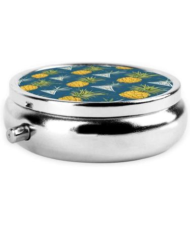 Gold Pineapple Round Pill Box | 3 Compartment Portable Medicine Organizer for Travel - Buy Online on GoSupps.com