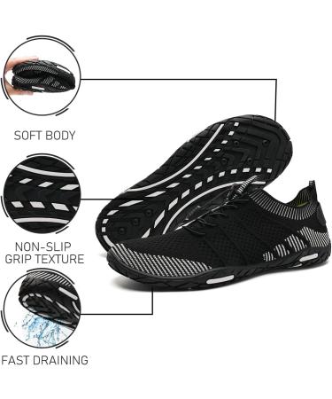 Men's & Women's Bathing Shoes - Barefoot Water Shoes for Beach Surfing Diving & Fitness - EU Size 44 - Black & White - Buy Online on GoSupps.com