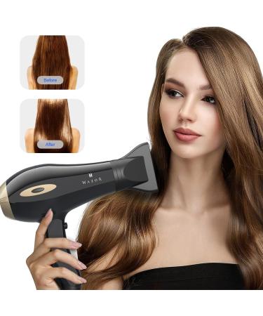Wazor 1875W Fast Drying and Professional Salon Hair Dryer with Diffuser & Comb & 2 Concentrator Nozzles (Black) - Buy Online on GoSupps.com