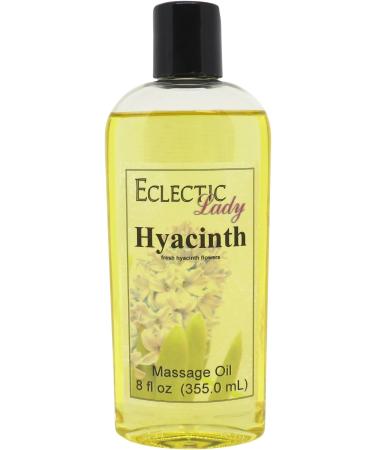 Hyacinth Massage Oil 8 oz With Sweet Almond Oil and Jojoba Oil Preservative Free Perfect for Aromatherapy and Relaxation 8 Ounce
