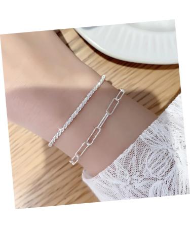TENDYCOCO Crystal Bracelet 2pcs Silver Bracelet Statement Braided Bracelets Durable Hand Jewelry Woven Bracelets Jewelry Bracelets for Women Bracelet for Women Shiny Bracelet Miss Wristband - Buy Online on GoSupps.com
