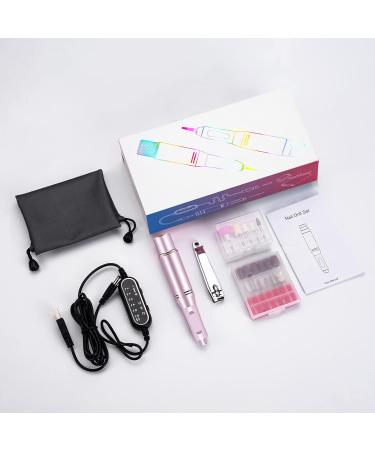 Rechargeable Electric Nail File Cutter 30000 RPM - Professional Metal Nail Drill with Adjustable Speed for Manicure and Pedicure - Includes Polishing Tool - Pink - Buy Online on GoSupps.com