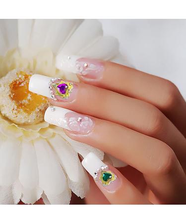 WOKOTO 30pcs 3D Hearts Nail Charms - Holographic Coloful Rhinestones & Gold Alloy Gems for Nail Art - Big Crystals Kit - Buy Online on GoSupps.com
