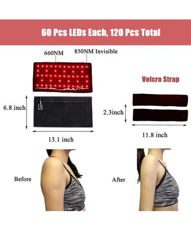 Naviocean 2Pcs Infrared Red Light Therapy Arm Belt - 660nm & 850nm Red Light Wrap with Timer & Brightness Settings for Muscle Pain Relief - Black - Buy Online on GoSupps.com
