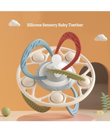 Sensory Silicone Teether for Babies - Colorful Lines | Crisp Sound | Easy to Clean | Reduce Swelling | 4 Textured Teething Toys - Buy Online on GoSupps.com