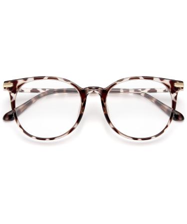 Gaoye Blue Light Blocking Glasses Retro Round Eyewear Frame Anti Eyestrain Computer Glasses for Women Men - GY1688 (Leopard/Transparent Lens)