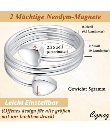 Cigmag 2PCs Magnetic Lymphatic Drainage for Women - Ultra-High 99% Pure Copper Adjustable Ring with Gift Box (Silver Love Heart) - Buy Online on GoSupps.com
