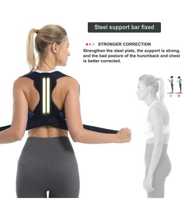 Adjustable Clavicle Posture Corrector - Back Support Belt for Men & Women | Relieve Back Pain Improve Posture & Prevent Scoliosis (Small Black - Buy Online on GoSupps.com