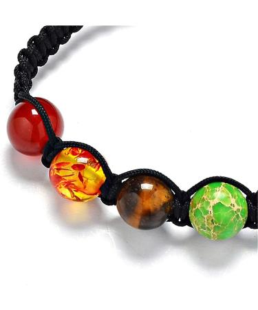 Lava Rock 7 Chakras Aromatherapy Essential Diffuser Bracelet Braided Rope Volcanic Stone Bead Bangle Bangle Durable and Practical - Buy Online on GoSupps.com