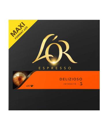 L'Or Espresso Café Delizioso - Intensity 5 - 100 Aluminum Capsules Compatible with Nespresso Machines (Pack of 5X20 capsules)
