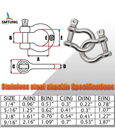 SMTUNG 304 Stainless Steel Bow Shape Load Shackle for Camping  Hiking and Other Outdoor Sports 4mm 6mm 8mm 10mm 14mm 5/16"(8mm)-4pcs - Buy Online on GoSupps.com