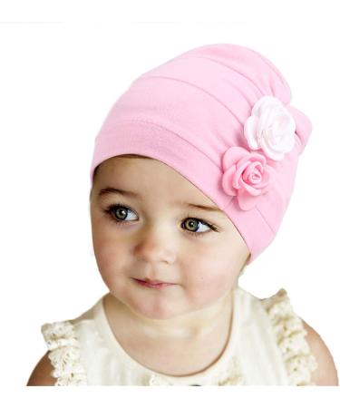 Qhome Girls Chunky Double Flower Beanie Kids Hat Turban - White - Buy Online on GoSupps.com