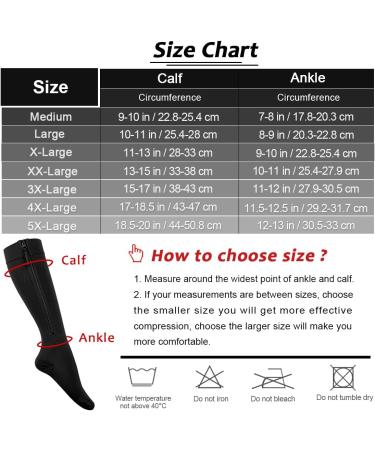 Ailaka Compression Stockings with Zip for Men & Women 20-30 mmHg Medical Class 2 Support Socks for Varicose Veins Edema Recovery 3X Large Black (1 Pair) - Buy Online on GoSupps.com