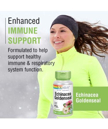 SOLARAY Echinacea & Goldenseal Root 500mg Capsules - Immune & Respiratory Support | Non-GMO Vegan | 100 VegCaps - Buy Online on GoSupps.com