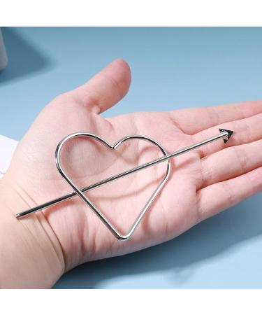 Yheakne Love Heart Hair Slide Clip Large Heart Hair Clip Vintage Hair Slide Pin Bun Holder Silver Bobby Pin Metal Hair Accessories for Women and Girls (Silver) - Buy Online on GoSupps.com