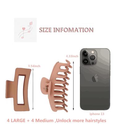 Twievo 8 Pack Large Hair Claw Clips - Matte Square Hair Claws Set for Women and Girls - Strong Hold Jaw Clips in Pink, Cream, Beige, and Black - Buy Online on GoSupps.com