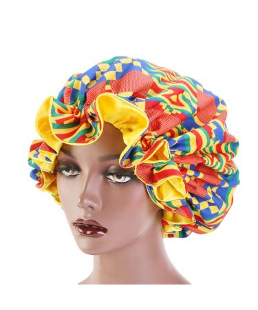 Lurrose Yellow Satin Hood Cap for Women | Adjustable Double Layer Sleeping Hat & Shower Cap for Long Thick Hair - Buy Online on GoSupps.com