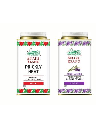 SNAKE BRAND Prickly Heat Cooling Body Powder 140g Twin Pack Classic & Relaxing Lavender (1 of Each) - Buy Online on GoSupps.com