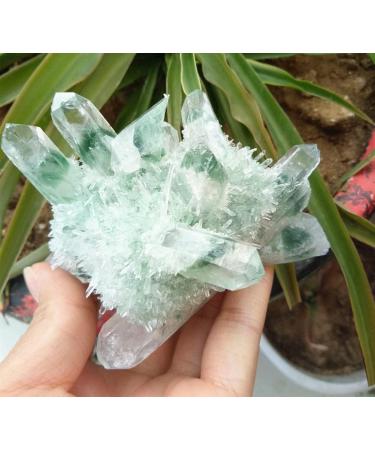 Crystal Rough Crystal 250g Green Ghost Cluster Crystal Stone Clear Quartz Crystal Cluster Natural Ghost Quartz Cluster Specimen Suitable for Home Office Decoration - Buy Online on GoSupps.com