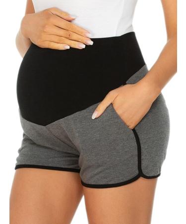 Love2Mi Women's Maternity Tights Leggings Versatile Comfy Pants Stretch Pregnancy Trousers S Black/Dark Grey