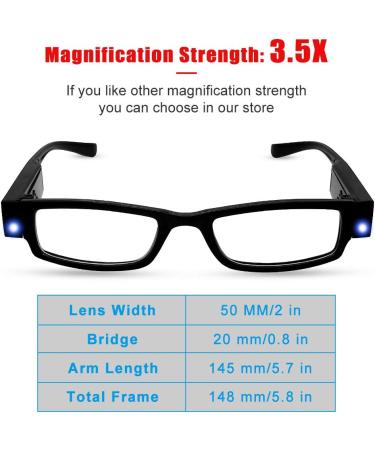LED Reading Glasses for Men & Women | Lighted Magnifying Eyewear X3.5 | Clear Vision Full Frame Reader - Buy Online on GoSupps.com