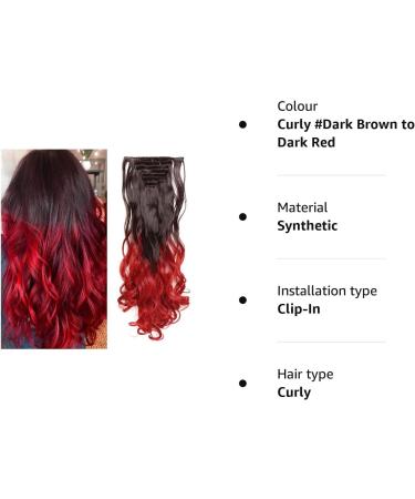 24 Inch Curly Clip-in Hair Extension 8 Pcs Full Head Heat-Resistant Dark Brown to Dark Red - Buy Online on GoSupps.com