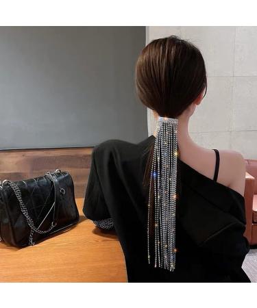 FRCOLOR Rhinestone Ponytail Chain Bling Bling Hair Extension Chain Sparkly Hair Chains Shiny Beaded Tassel Ponytail Hairpiece 35CM - Buy Online on GoSupps.com