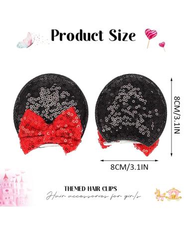 Bartosi Mouse Ears Hair Clips Set - Sequin Minnie Ear Clips for Women & Girls | Disney Costume Theme Party Accessories (2 PCS) - Buy Online on GoSupps.com