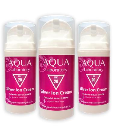 Aqua Laboratory UK 3X 100ML Silver Ion Moisturiser Cream 20 PPM Colloidal Silver Cream