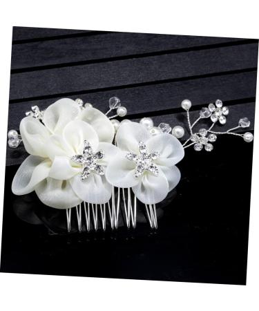 Ipetboom Tiara Decor Combs Flower Hair Comb Rhinestone Comb Bride Headpieces for Wedding Rhinestone Hair Comb Crystal Hair Comb Bride Comb Headgear White Rhinestones Silk Flower Miss - Buy Online on GoSupps.com