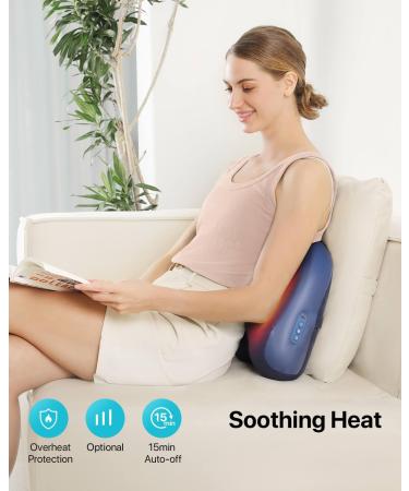AllJOy Wireless Neck & Back Massage Device with Heat - Shiatsu 3D-Rotating Massage Pillows - Perfect Gift in Blue - Buy Online on GoSupps.com