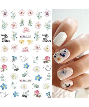 Spring Blossom Nail Sticker Decals - 12PCS Lavender Tulip Lily Flower Water Transfer Foil for DIY Manicure | Nail Art Decoration Accessory - Buy Online on GoSupps.com