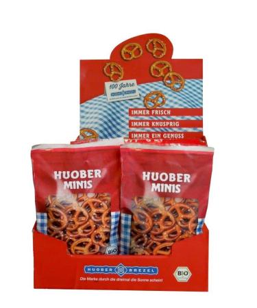 HUOBER organic mini pretzel 4 counter displays with 20 x 40g bags each (80 packs in total)