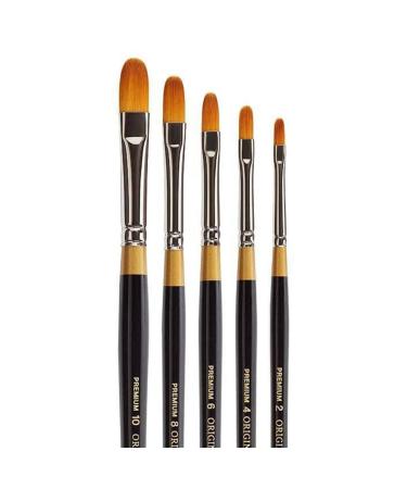 KINGART Original Gold 9500 Filbert Brush Series 5 Pcs. Set, Premium Golden Taklon Multimedia Artist Brushes, Painting Tools for Oil, Acrylic, Watercolor and Gouache (Sizes: 2,4,6,8,10) Set of 3