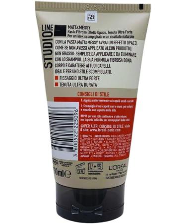  L'OR AL L'OREAL STUDIO LINE MATT & MESSY Fiber Paste for Hair Matte Effect Natural Look 150ml - Buy Online on GoSupps.com