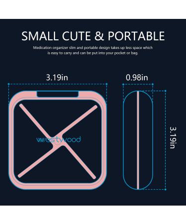 Portable Small Pill Box Travel Case 4 Compartment Medicine Organizer - Waterproof & Cute Daily Pill Dispenser for Purse or Pocket - Buy Online on GoSupps.com