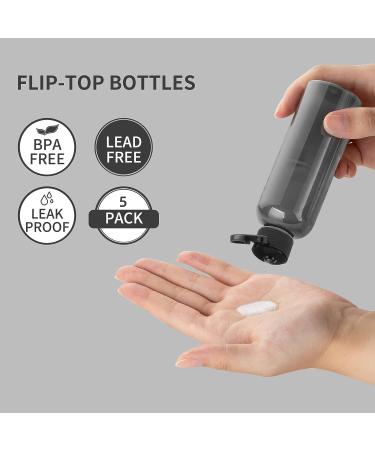 TOUREAL 100ML Travel Bottles Set - 5 Empty Plastic Cosmetic Bottles with Funnel & Flip Cap | Ideal for International Shipping - Buy Online on GoSupps.com