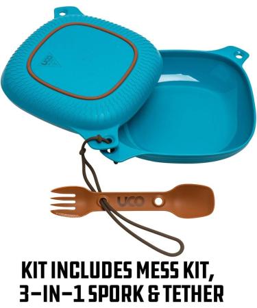 UCO 4-Piece Camping Mess Kit with Bowl, Plate, and 3-in-1 Spork Utensil Set - Blue | Essential Outdoor Dining Gear - Buy Online on GoSupps.com