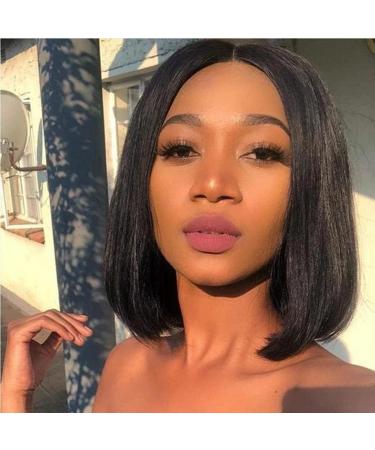 PORSMEER Short Bob Synthetic Hair Wigs with Bangs 12 Inch Natural Brown Wigs Straight Hair Wig - Buy Online on GoSupps.com