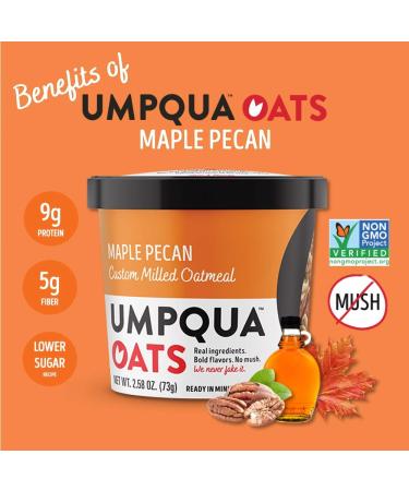 Umpqua Oats Maple Pecan Premium Oatmeal Cups - Pack of 8 | Custom Milled, Non-GMO, All Natural & No Mush - Buy Online on GoSupps.com