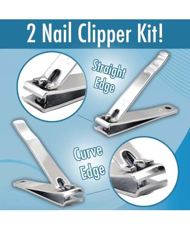 PrettyClaw Stainless Steel Nail Clipper Set - Sharp Edge Finger and Toe Nail Cutter Trimmer (Curve & Straight Edge) - Buy Online on GoSupps.com