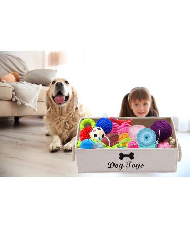 Geyecete Large Dog Toys Storage Bins - Foldable Trapezoid Organizer with Rope Handle - Beige - Buy Online on GoSupps.com