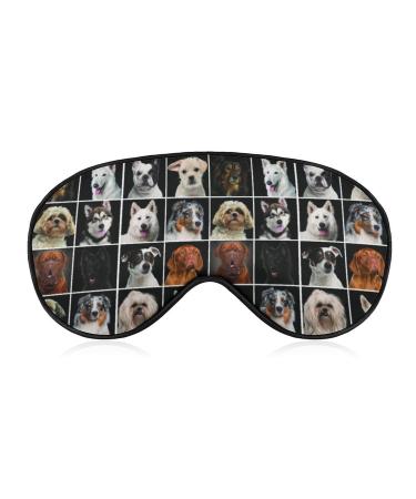 Portrait of Dogs Set Sleep Mask for Women Adjustable Sleeping Eye Shades Cover with Elastic Strap