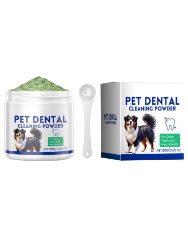 Dog Breath Powder | 80g Gentle Green Powder Dog Stain Remover | Dog Breath Freshener Teeth Care Products Safe Plaqueoff Powder for All Dog Types