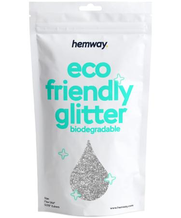 Hemway eco Friendly Biodegable Glitter 100g / 3.5 ounces Bio Cosmetic Safe Sparkle vegan for the face eyeshadow body hair nail and festival make -up craft - 1/64 "0.015" 0.4mm - silver - Buy Online on GoSupps.com